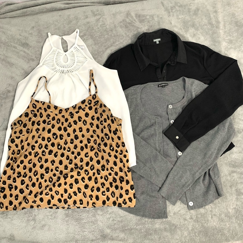 Cute Four Piece Set: two camisoles, one button down, one cardigan! Size Medium